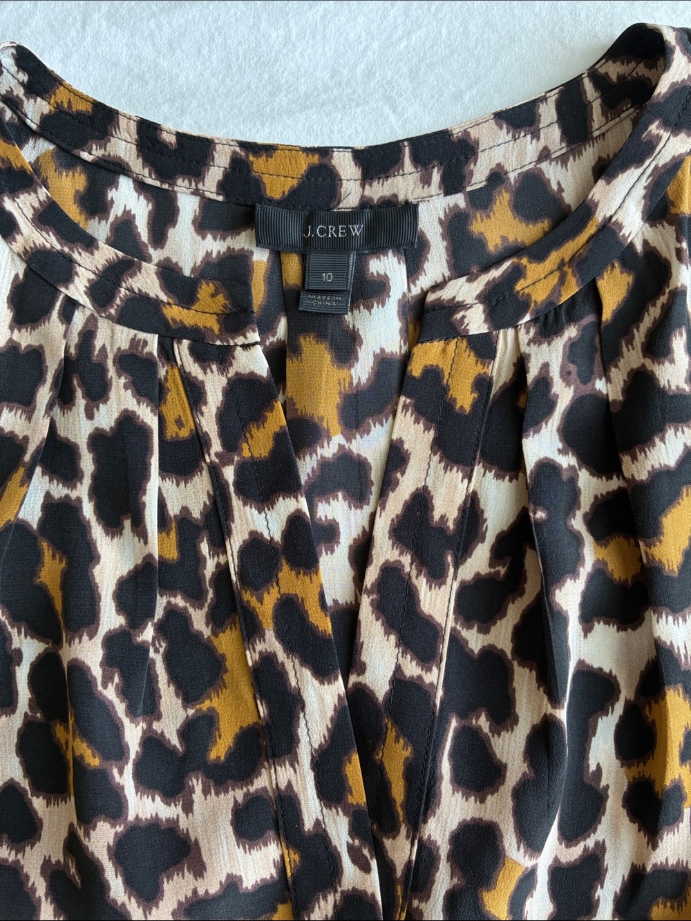 J Crew Silk Shell in Leopard Print, Size 10